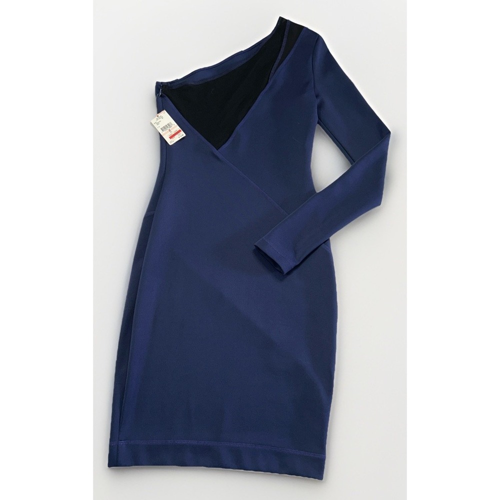 NWT Rachel Rachel Roy One Sleeve Navy Blue Cocktail Dress Sz 2 Christmas Party